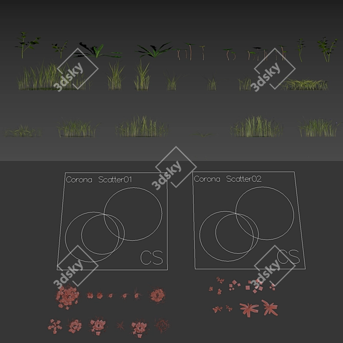 Grass Scatter Kit for Renders 3D model image 5