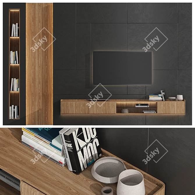 Modern Wall Mounted TV Unit 3D model image 1