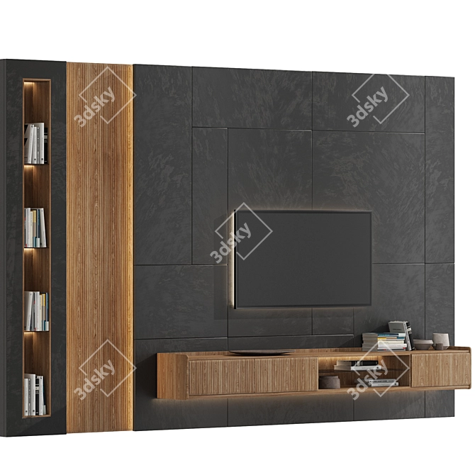 Modern Wall Mounted TV Unit 3D model image 2