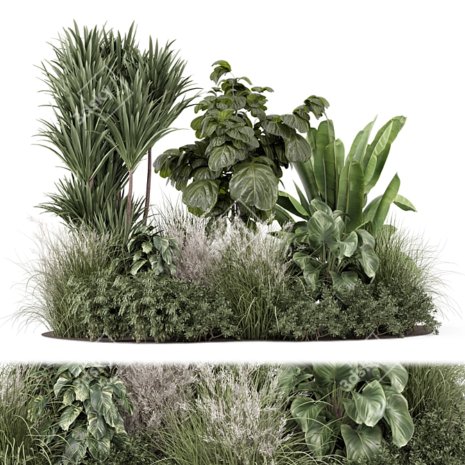 Outdoor Garden Set Bush Tree 3D model image 2