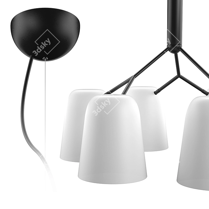 Modern Black and White Chandelier 3D model image 2