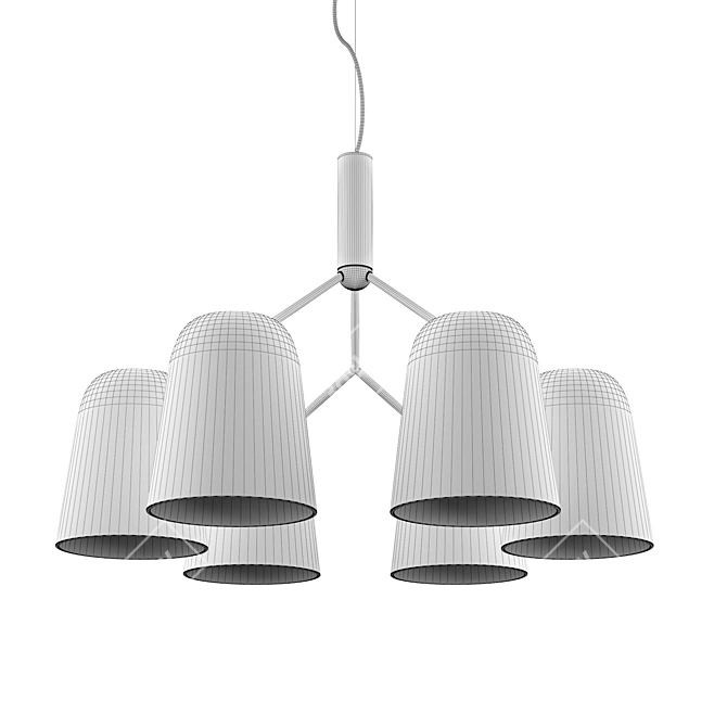 Modern Black and White Chandelier 3D model image 4