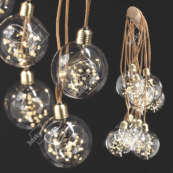 Delicate Dried Flower Lightbulb Bouquet 3D model image 7