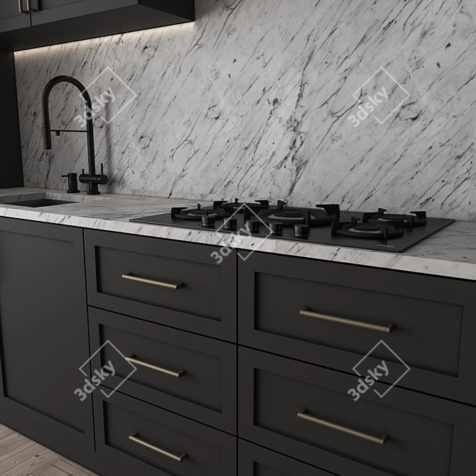 Versatile Modern Kitchen 3D Model 3D model image 3