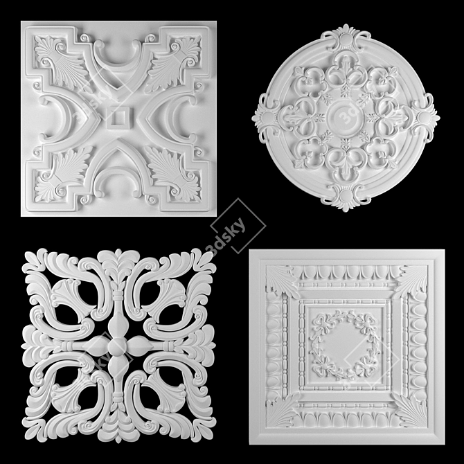 Intricate Ornament Design Elements Pack 3D model image 3