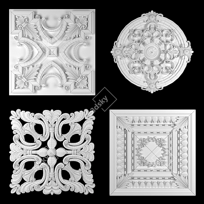 Intricate Ornament Design Elements Pack 3D model image 4