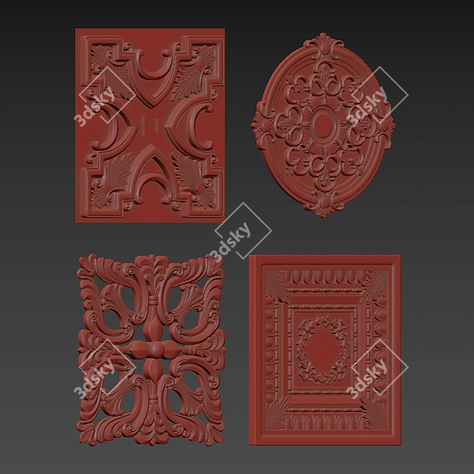 Intricate Ornament Design Elements Pack 3D model image 6