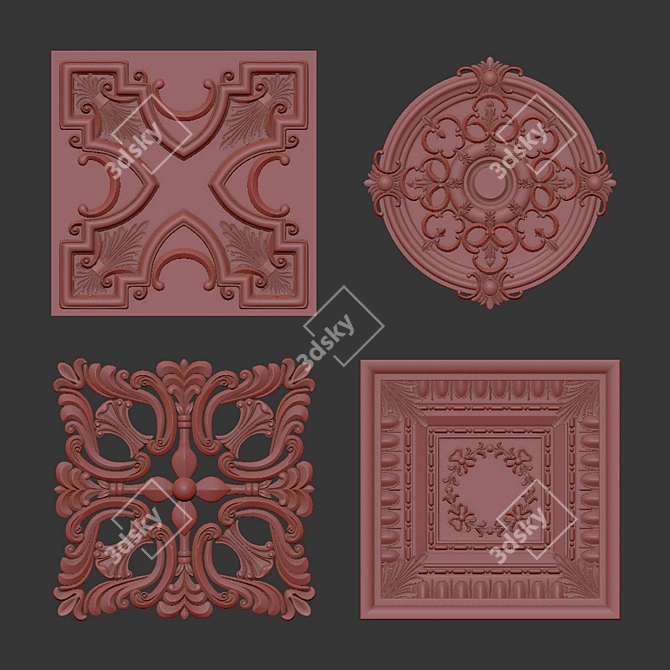 Intricate Ornament Design Elements Pack 3D model image 7