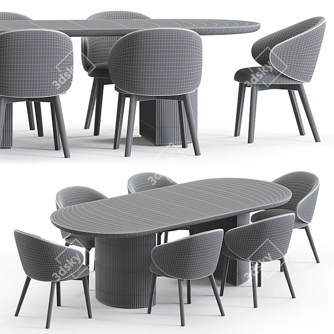 Modern Tania Rounded Moon Table 3D model image 4