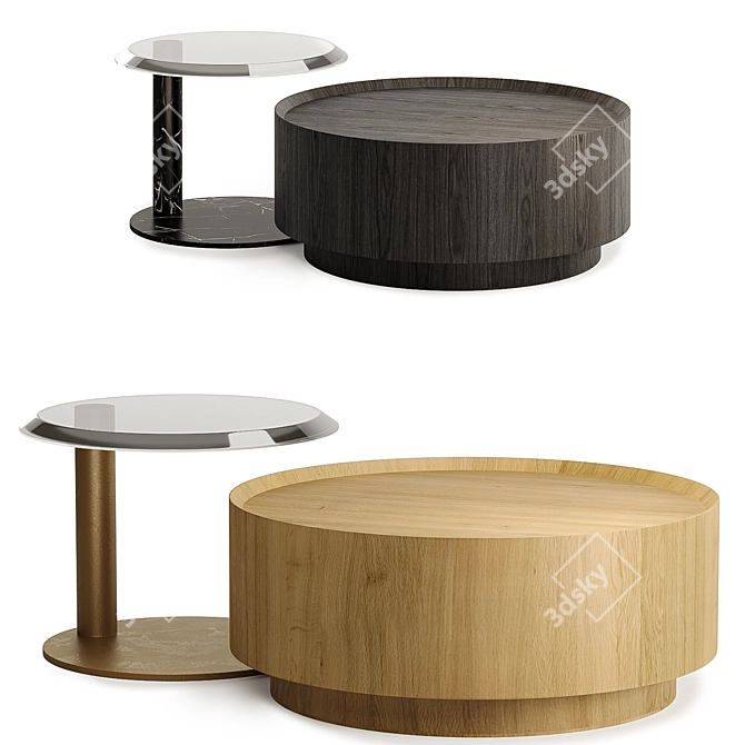 Modern Round Nesting Coffee Tables 3D model image 1