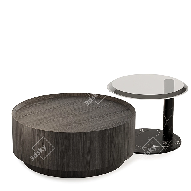 Modern Round Nesting Coffee Tables 3D model image 2