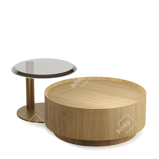 Modern Round Nesting Coffee Tables 3D model image 3