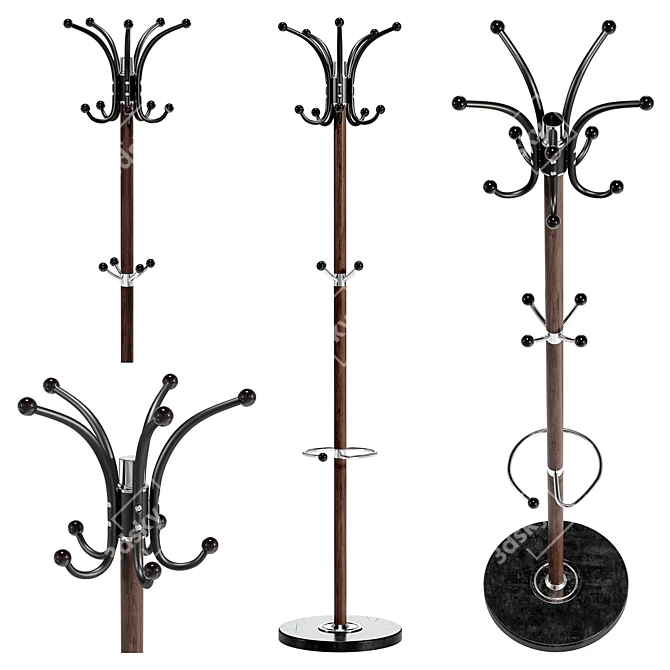 Modern Floor Standing Coat Rack 3D model image 1