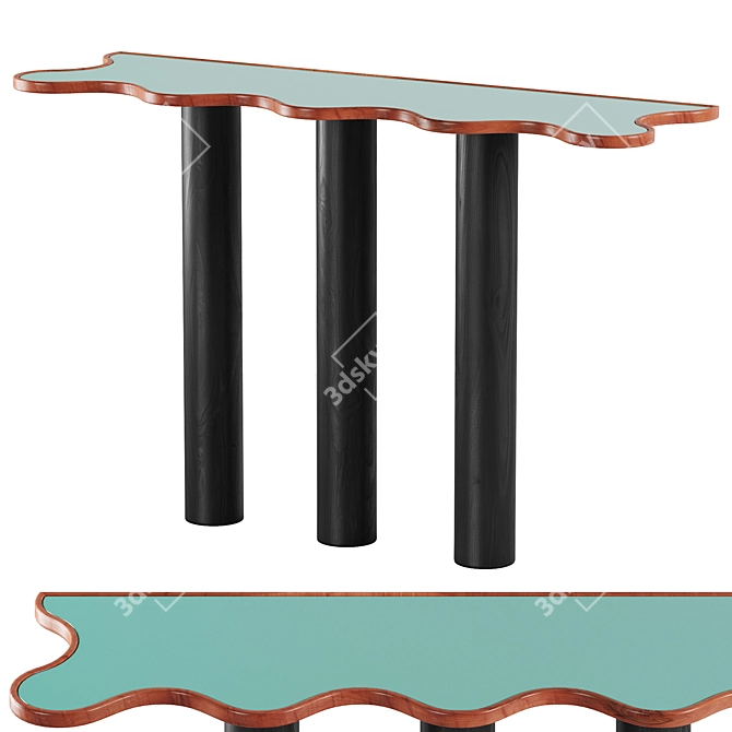 Wave Pattern Black Console Table 3D model image 1