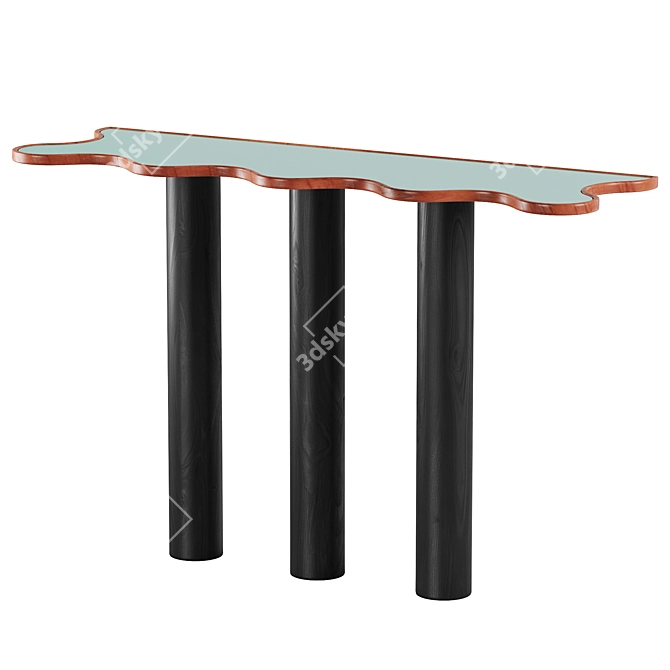 Wave Pattern Black Console Table 3D model image 2