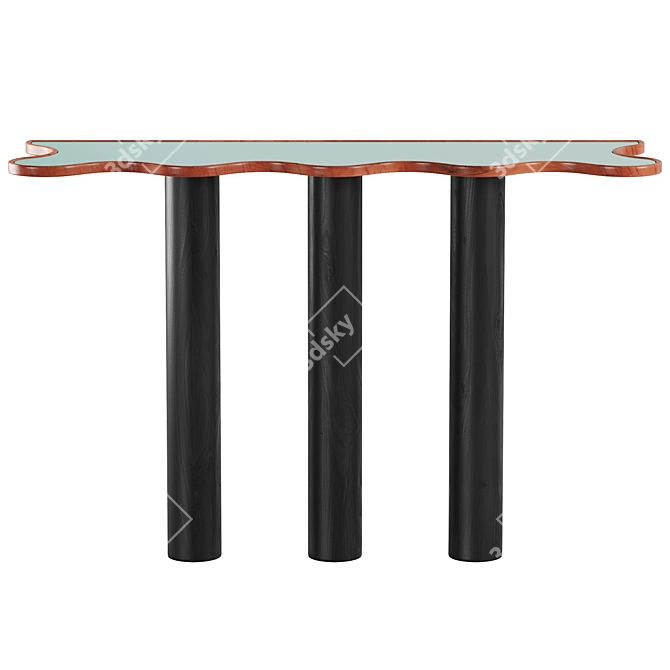 Wave Pattern Black Console Table 3D model image 3