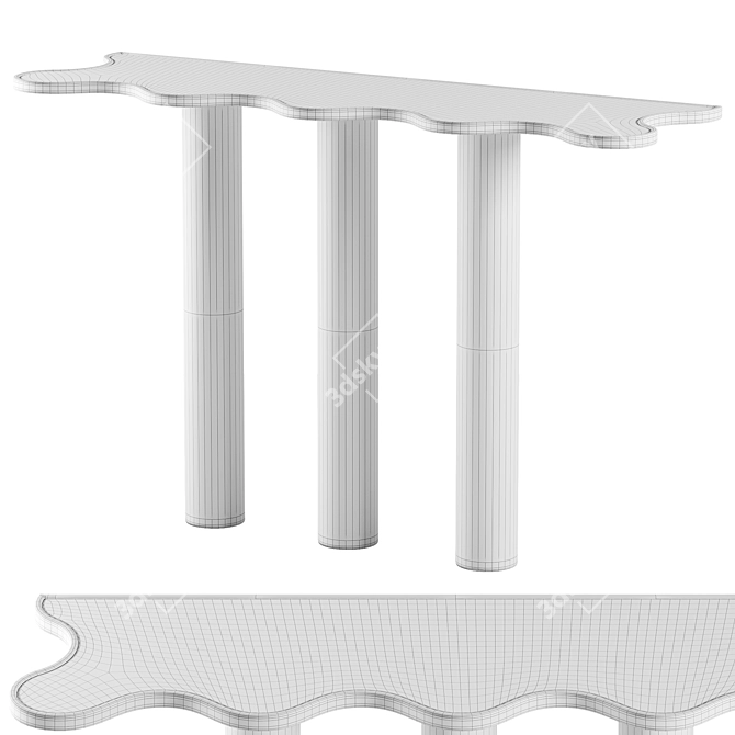 Wave Pattern Black Console Table 3D model image 5