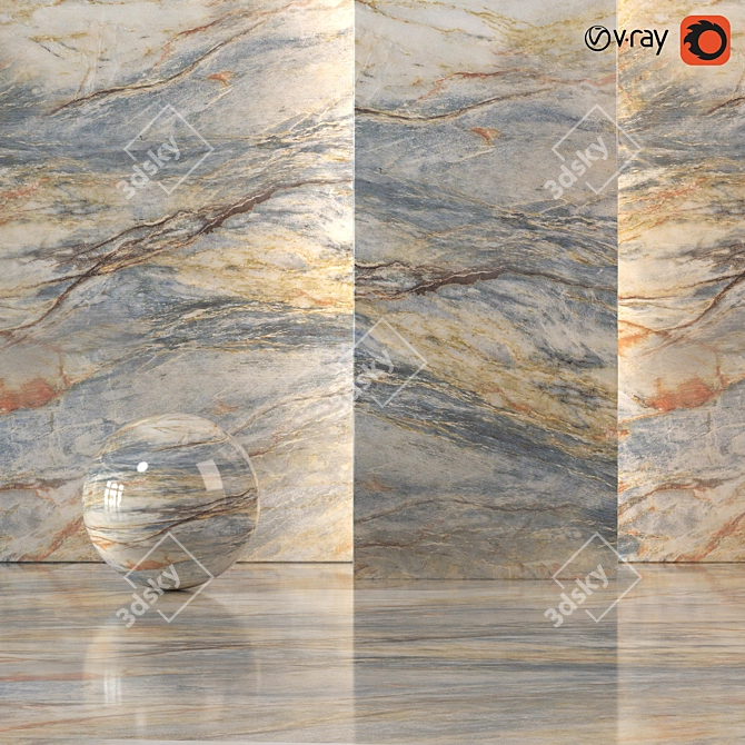 Luxury Marble PBR Texture Set 3D model image 1