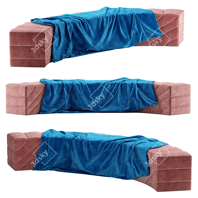  Luxe Button-Tufted Bench 3D model image 1