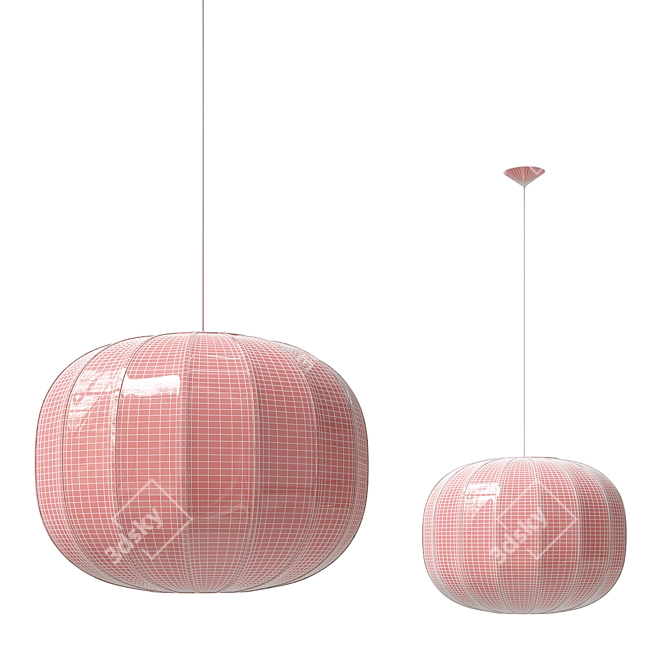 Handmade Japanese Paper Pendant Lamp 3D model image 3