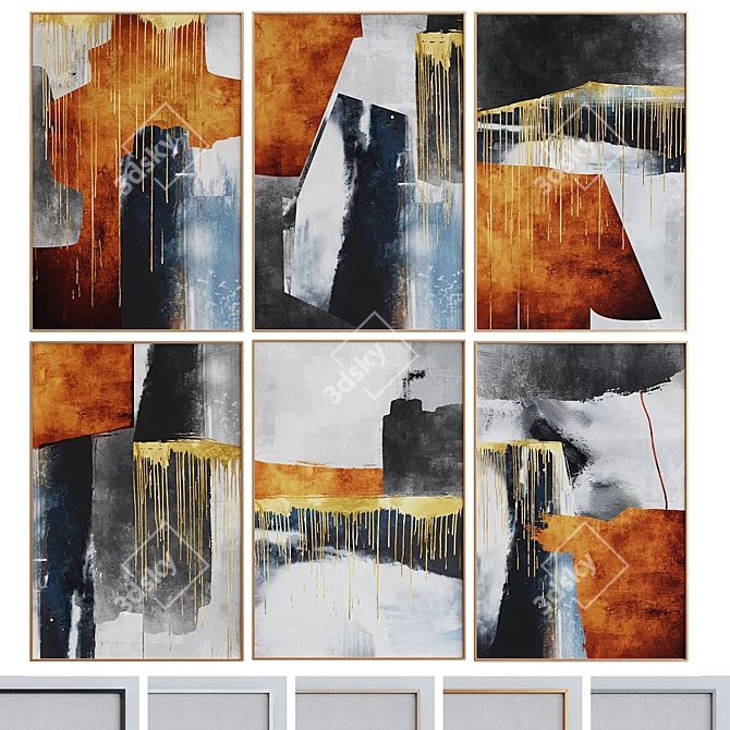 Modern Abstract Frame Set 6 3D model image 1