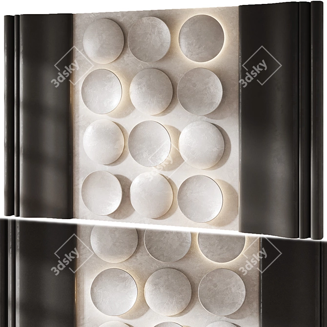 Modern Circles Wall Panel 3D 3D model image 2