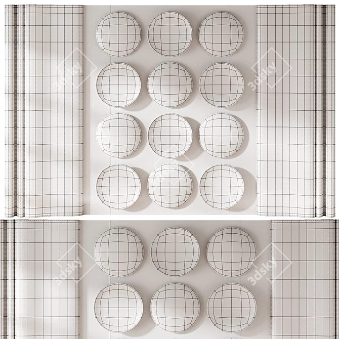 Modern Circles Wall Panel 3D 3D model image 4