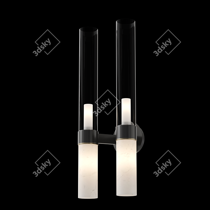 Cylindrical Glass & Marble Wall Sconce 3D model image 3