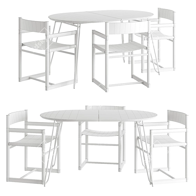 Modern Oak Dining Set & Chair 3D model image 4