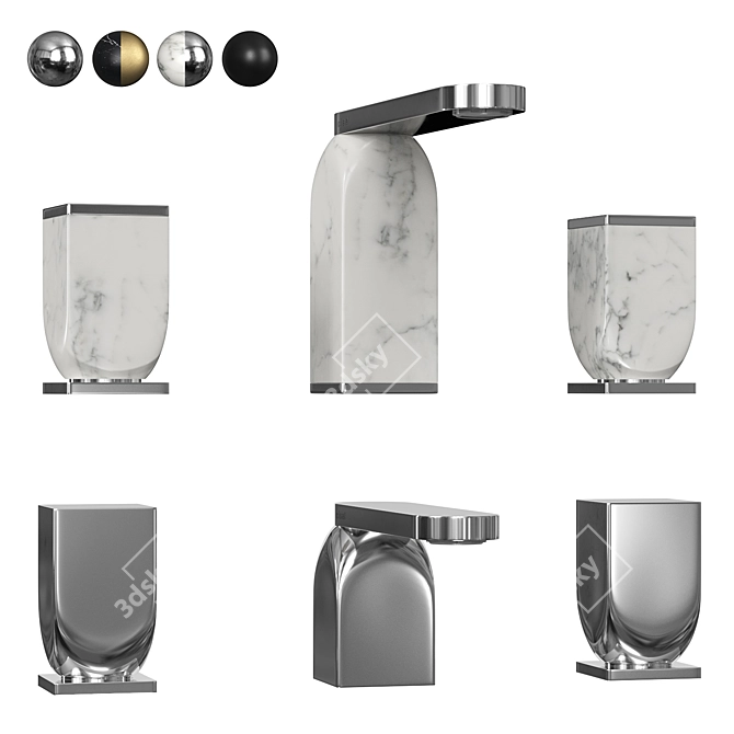 Cisal HI-RISE 3 Hole Washbasin Mixers 3D model image 1