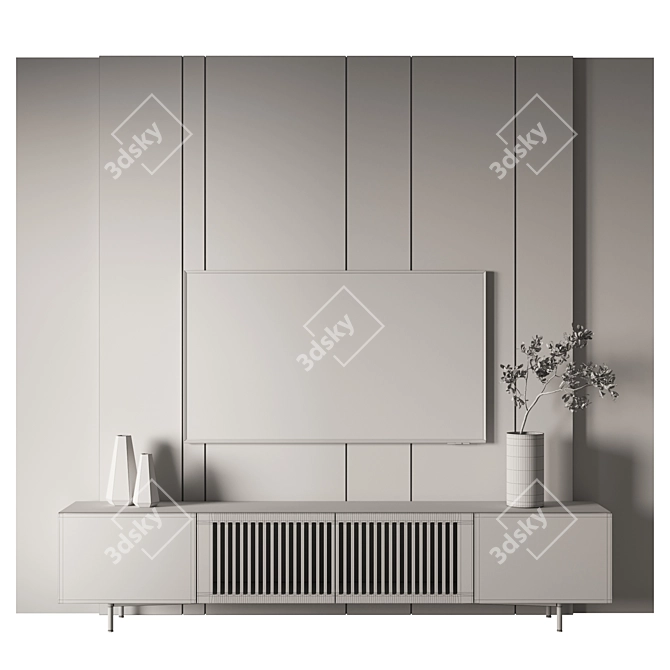 Sleek TV Wall Unit, 3500x456x2700h 3D model image 2