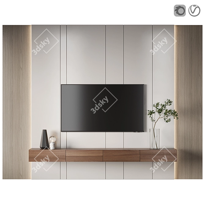 Sleek TV Wall Unit, 3500x456x2700h 3D model image 3