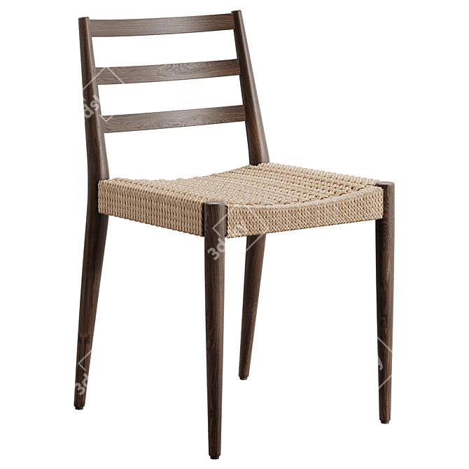 Modern Oak Chair with Rope Seat 3D model image 2