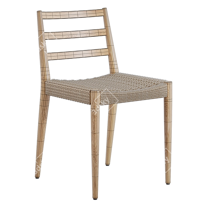 Modern Oak Chair with Rope Seat 3D model image 5