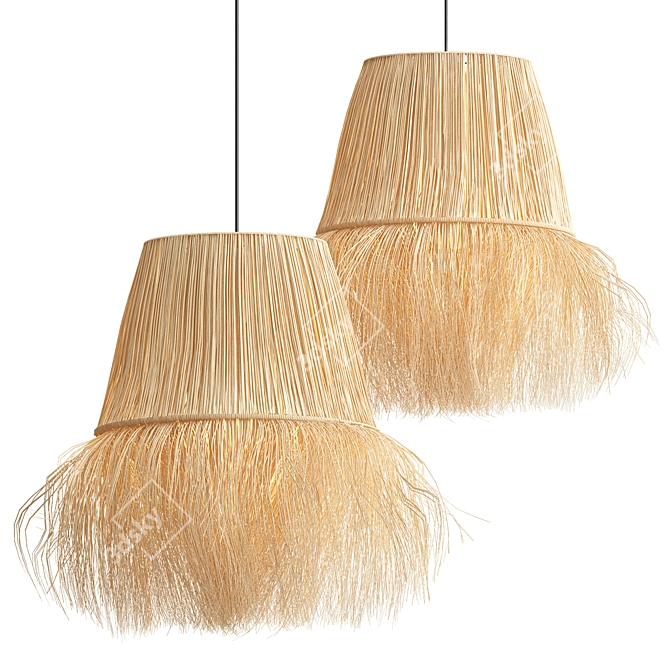 Boho Raffia Organic Table Lamp 3D model image 1