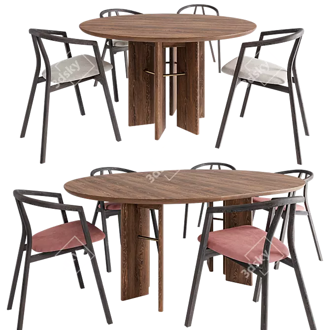 Luxury Velvet Dining Set 3D model image 1