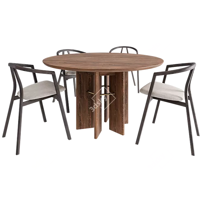 Luxury Velvet Dining Set 3D model image 2