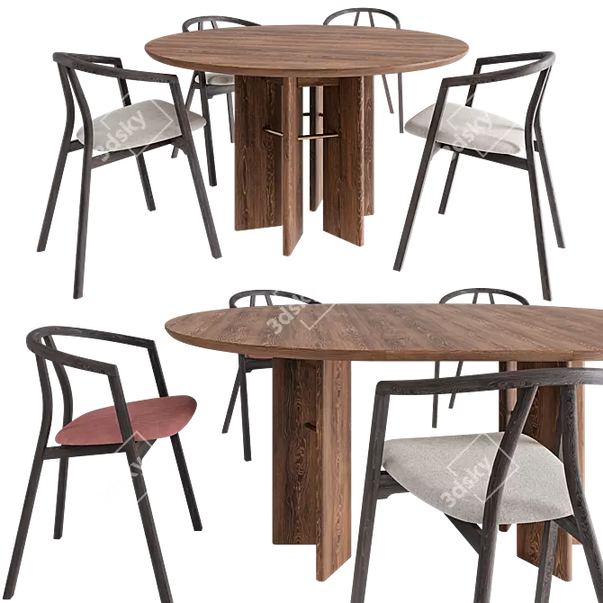 Luxury Velvet Dining Set 3D model image 4