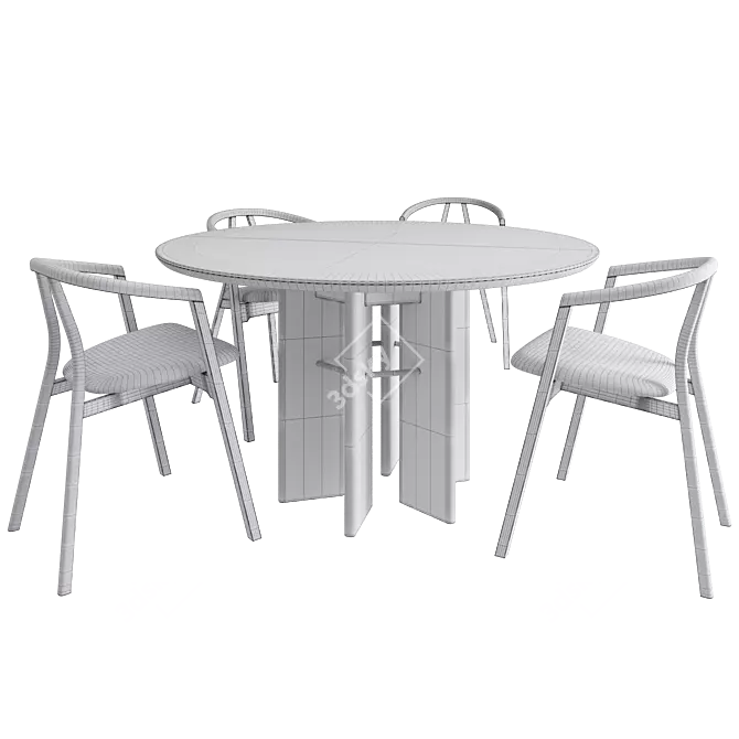 Luxury Velvet Dining Set 3D model image 5