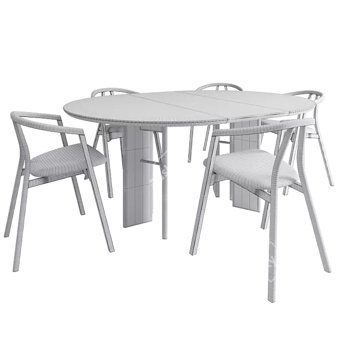 Luxury Velvet Dining Set 3D model image 6