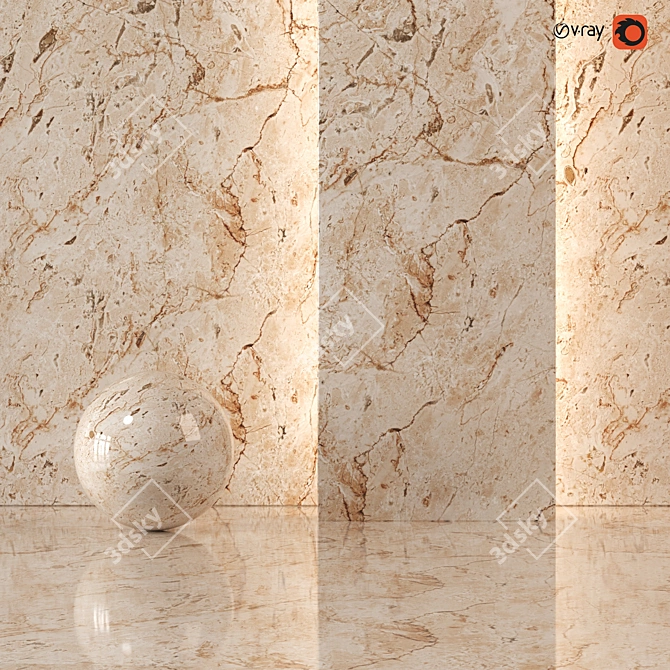  Elegant brown marble PBR texture 3D model image 1