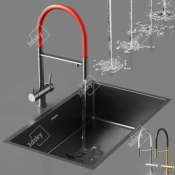 Customizable Sink and Faucet Set 3D model image 11