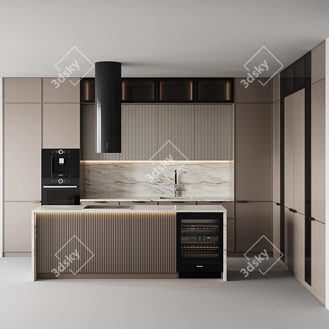 Customizable Modern Kitchen Design 3D model image 1