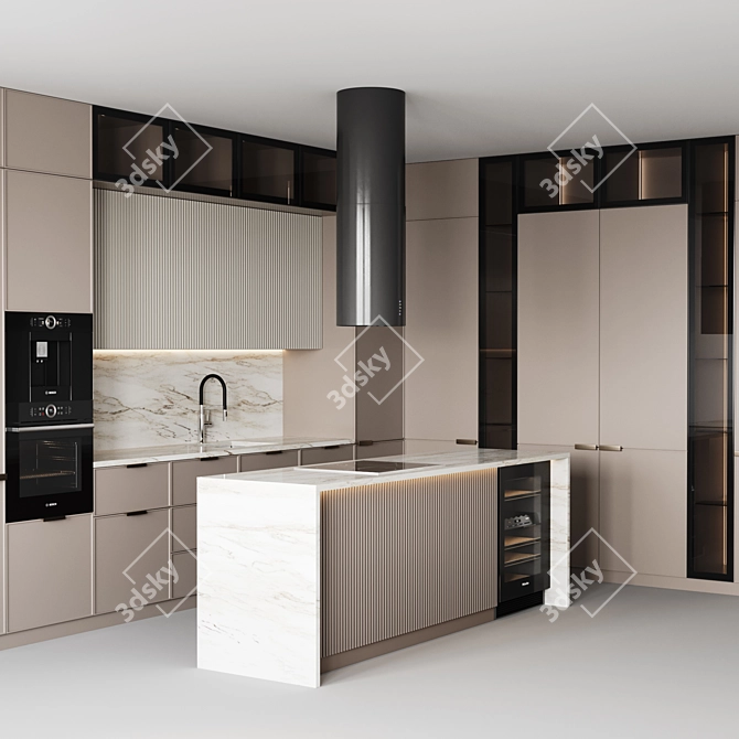 Customizable Modern Kitchen Design 3D model image 2