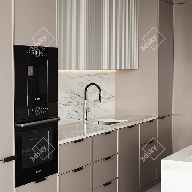 Customizable Modern Kitchen Design 3D model image 3