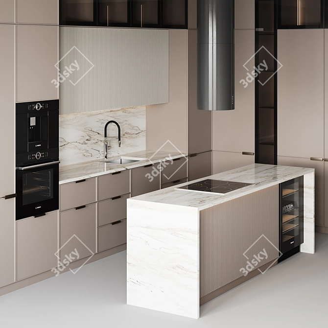 Customizable Modern Kitchen Design 3D model image 4