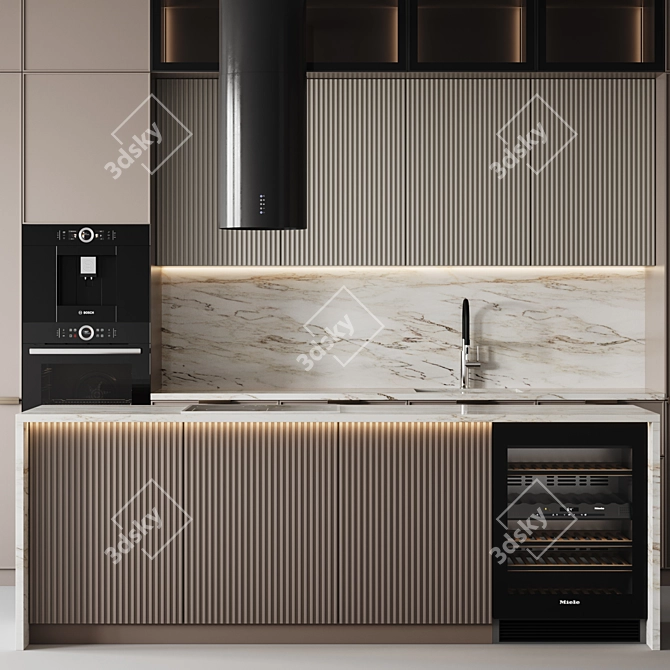 Customizable Modern Kitchen Design 3D model image 5