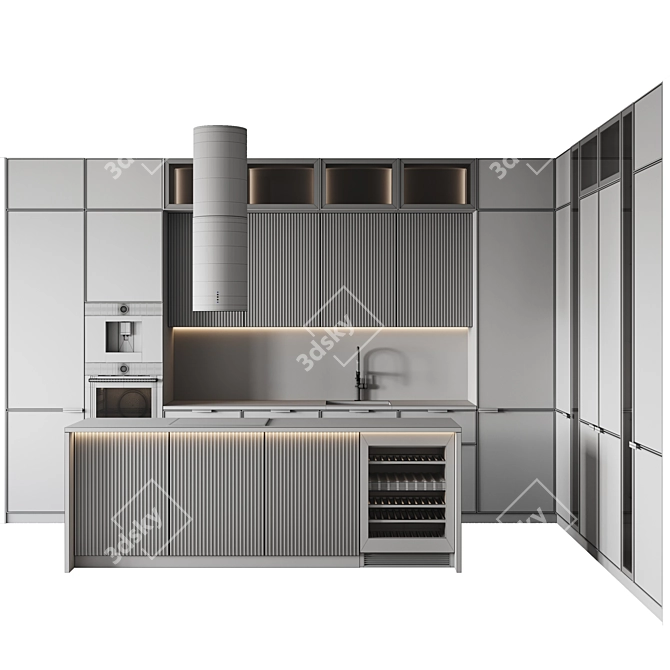 Customizable Modern Kitchen Design 3D model image 7