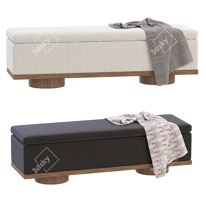 Upholstered Storage Bench with Box Trick 3D model image 1