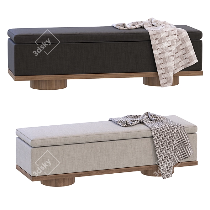 Upholstered Storage Bench with Box Trick 3D model image 2